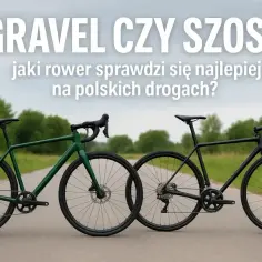 Zielony i czarny rower stoją obok siebie na drodze. Który rower: gravel czy szosa, sprawdzi się lepiej na polskich drogach?
