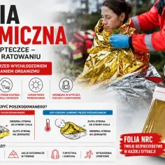 Folia nrc apteka - złota folia termiczna ratuje życie, chroniąc przed wychłodzeniem i przegrzaniem. Niezbędna w apteczce i w każdej sytuacji kryzysowej.
