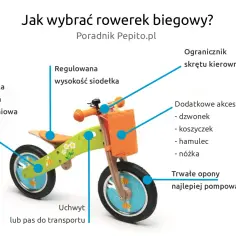 Rowerek biegowy od jakiego wieku? Ten zielono-pomarańczowy pojazd z drewnianą ramą i regulowanym siodełkiem to świetny wybór dla malucha.